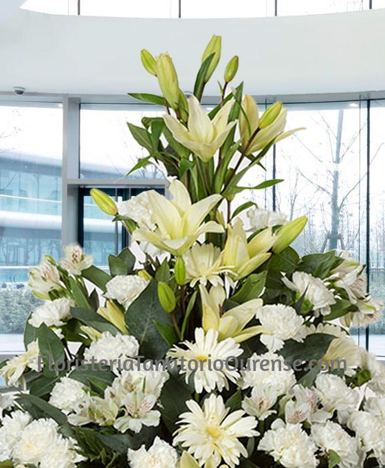 Centro funeral piramidal blanco