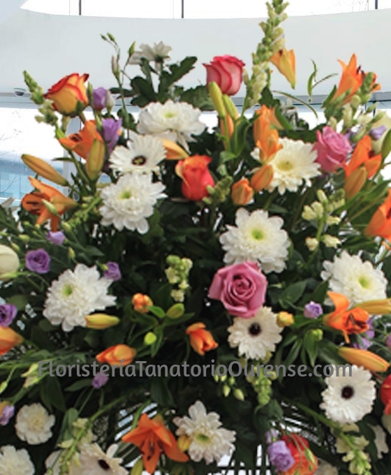 Corona funeraria clavel rosas Doble Cabezal Naranja