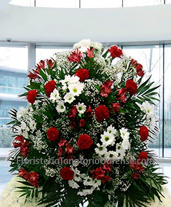 Corona funeraria clavel variada blanco