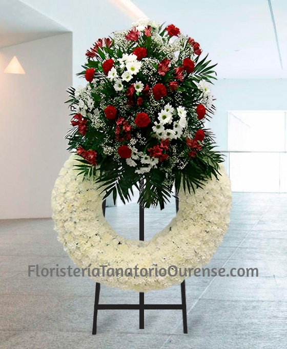 Corona funeraria clavel variada Blanca