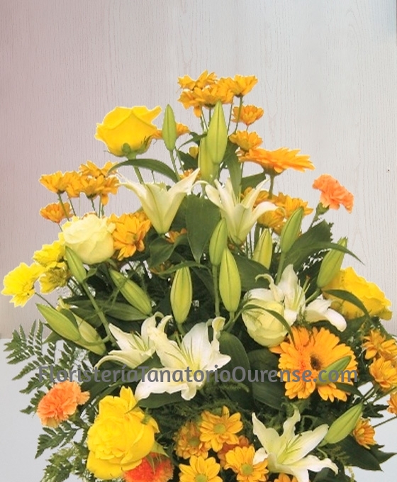 Ramo funerario tonos amarillos